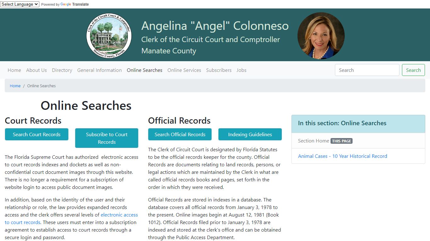 Online Searches - Manatee Clerk